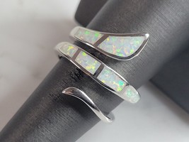 Womens Sterling Silver Modernist Opal Spiral Ring 6.9g E3919 - £31.65 GBP