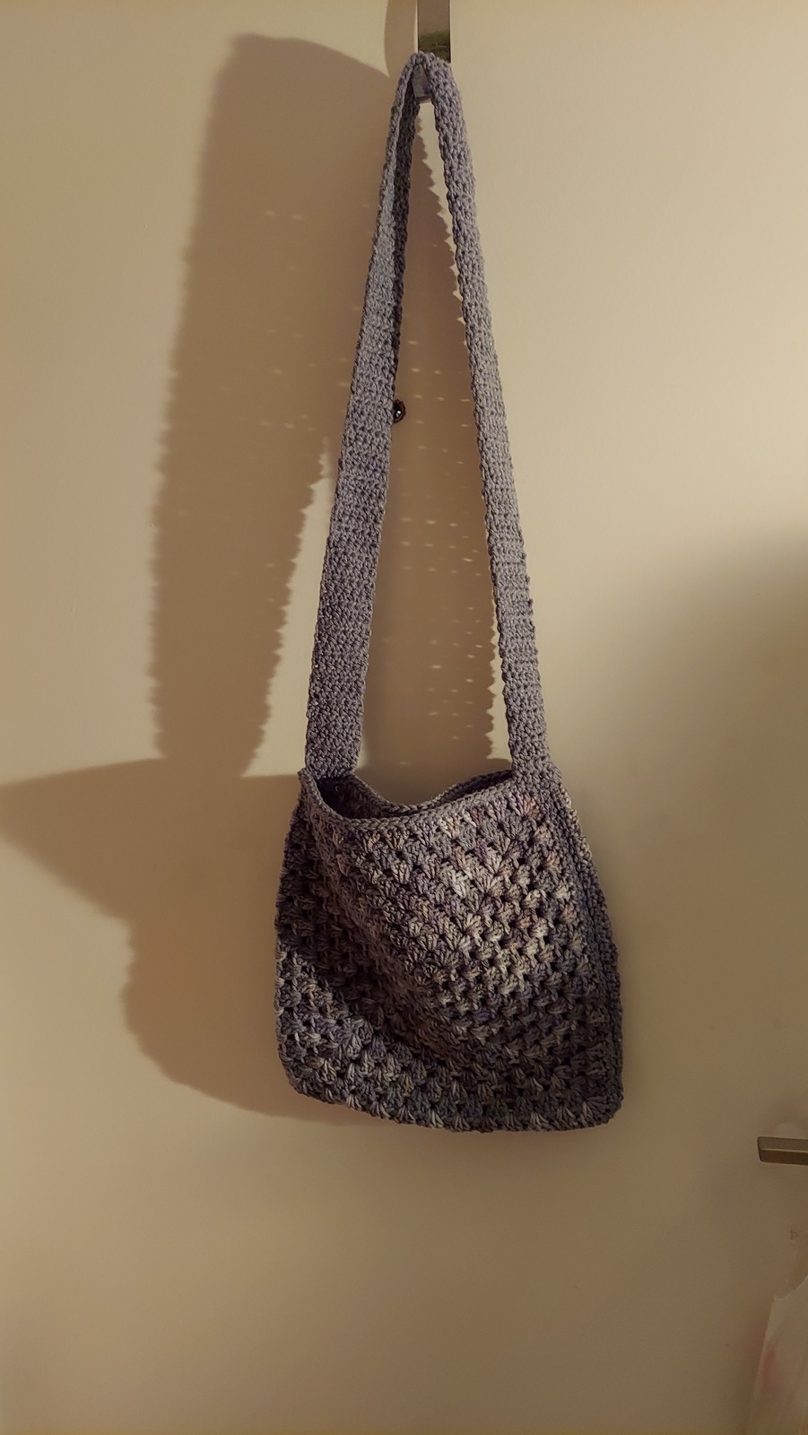 Cross Body Gray Tote Bag, 13 inches wide, 12 inches deep - $20.00