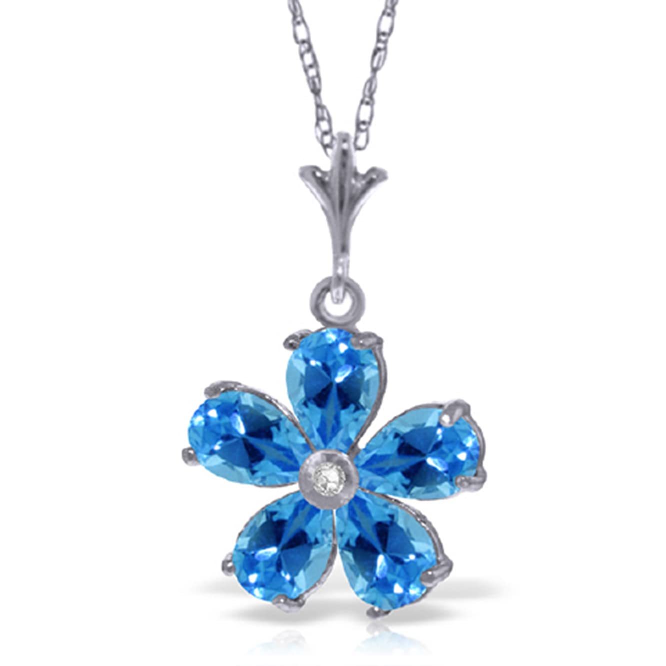 Galaxy Gold GG 14k White Gold Flower Necklace with Natural pear-shaped B... - $569.24