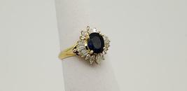 1.37CT Oval Cut Blue Sapphire 14K Yellow Gold Over Engagement Wedding Halo Ring - £81.54 GBP