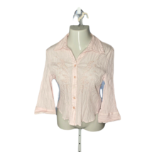 Bay Studio Button Up Classy Collared Shirt Blouse ~ Sz PL ~  Pink ~ 3/4 Sleeve - £16.25 GBP