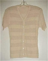 Beige Crochet Weave Button Down Sweater/Cardigan Small NEW - £7.60 GBP