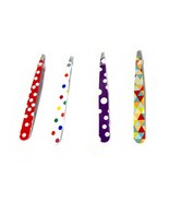 Set of 4 Printed Stainless Steel Slanted Tweezer In Clear Gift Box - $14.85 CAD