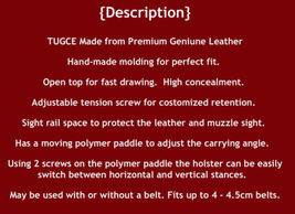 Fits CZ-USA 97B 4.8”BBL Premium Leather Paddle Holster Open Top #1501# RH image 7