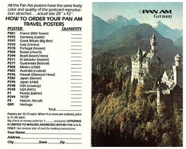 Pan Am Pan American World Airways Travel Postcard Germany w Poster Order Form - £10.08 GBP