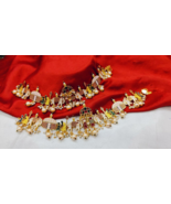 Indian Bollywood Style Gold Plated Enameled Anklet Payal Pearl Barat Jew... - £37.84 GBP