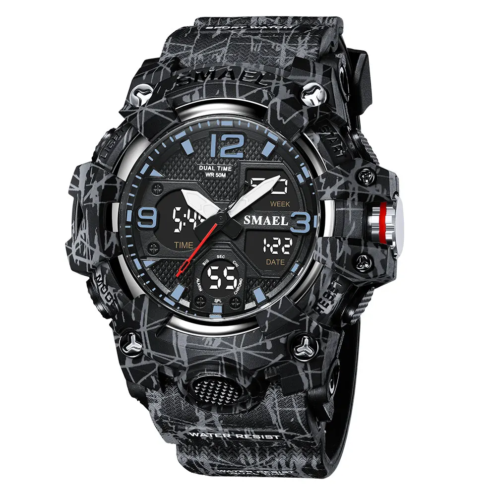 SMAEL Dual Time  Watch for Men Fashion Waterproof Quart Digital Wristwatch Alarm - £44.76 GBP