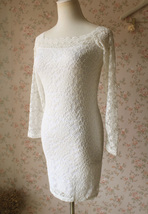 White Lace Midi Party Dress Women Custom Plus Size Long Sleeve Slim Fitting Dres image 5