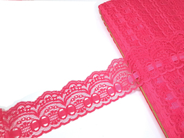 2-1/4&quot; / 57mm wide 5- 20 yds NO Stretch Rose Pink Mesh Polyester Lace L196 - £5.56 GBP+