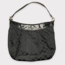 COACH | Vintage black signature canvas shoulder bag with patent trim and... - £44.90 GBP