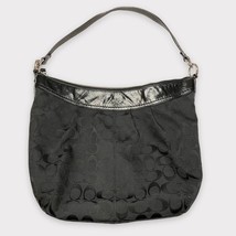 COACH | Vintage black signature canvas shoulder bag with patent trim and... - £44.73 GBP