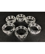 Set of 6 Napkin Rings Lead Crystal Glass Sparkles Daisy and Button EUC - £15.77 GBP