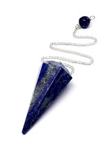 Lapis Lazuli Pendulum Dowser Chain Real Crystal Dowsing Divination Gemstone - £4.77 GBP