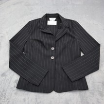 A Byer Suit Womens M Black Pinstriped Single Breasted Notch Lapel Jacket - £23.34 GBP