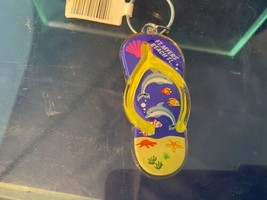Florida Souvenir Fort Myers Beach Keychain Bag Clip Dophins Flipflop Yellow - £9.52 GBP