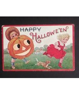 Happy Halloween Jack O&#39; Lantern Children Intl Pub Co Embossed UNP Postca... - £39.04 GBP