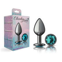 Cheeky Charms Metal Butt Plug Gunmetal Round Teal Medium - $16.88