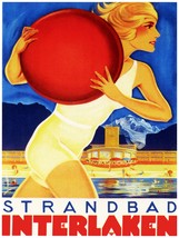 7711.Decorative Poster.Interior room design wall art.Woman with red beach ball - £13.71 GBP+