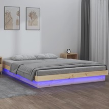 LED Bed Frame 150x200 cm King Size Solid Wood - £108.66 GBP