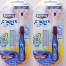 2 x Schick Xtreme3 SubZero Razor with 2 free Cartridges free Razor Shower Hanger - £15.62 GBP