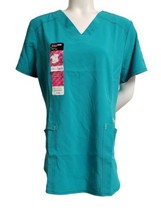 Scrubstar Women&#39;s Active V-Neck Scrub Top Teal Blue Stretch Moisture Con... - $14.84