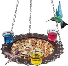 Bird Feeder Hanging Tray, Seed Tray Bird Bath Tray 3 Cups for Bird Feeders - £10.65 GBP