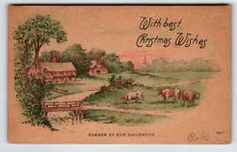 Christmas Postcard Farm Scene Country Village Cattle Scenes Of Childhood 1908 - £11.20 GBP
