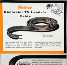 1960 Belden TV Lead Cable Advertisement Vintage Televison Electronics DW... - $19.99