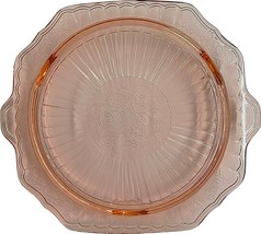 Depression Glass Pink Cake Plate Anchor Hocking Mayfair Open Rose - £19.91 GBP