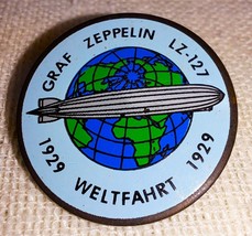 Graf Zeppelin LZ-127 Enameled Commemorative Pin By E. Schmidt - Leipzig, Germany - £41.75 GBP