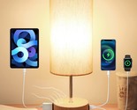 Bedside Lamp With Usb A+C Charging Ports &amp; Ac Outlet Touch Control Table... - £37.65 GBP
