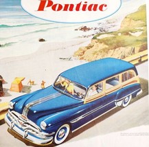 1952 Pontiac General Motors Blue Touring Advertisement Automobilia Beach... - $29.99