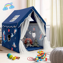 Kids Playhouse Large Children Indoor Play Tent w/ Windows &amp; Curtains Blue - £88.85 GBP
