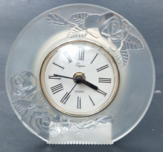 Vintage Elegance Quartz Desk/Vanity Battery Clock with Frosted Rose Desi... - $19.40