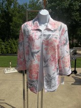 Nwt Alfred Dunner Gorgeous Pink, Peach, Gray Print Jacket 14 - £26.51 GBP