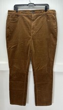 Talbots Straight Leg Corduroy Jeans Womens 18 Brown High Rise Preppy Plus Size - $21.99