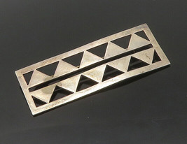 ZINA 925 Sterling Silver - Vintage Cutout Triangle Pattern Brooch Pin - BP7033 - £53.44 GBP