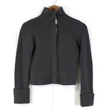 Ya-Ya Womens P XS Cardigan Sweater Cashmere Wool Snap Gray Minimal Cuffed  - £23.19 GBP