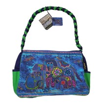 Laurel Burch Shoulder Handbag Dogs Puppies Canine Family Green Blue Butterflies - £26.11 GBP