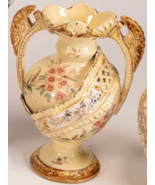 Antique Empire England yellow floral two handles vase 8&quot; - $94.05