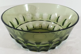 Vintage HAZEL ATLAS REFLECTIONS THUMBPRINT BOWL 10&quot; Avocado GREEN Glass - $27.71