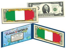 ITALY - Flags of the World Genuine Legal Tender U.S. $2 Bill Currency - £11.17 GBP