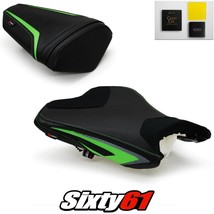 Kawasaki ZX6R Seat Covers and Gel 2013-2018 Black Green Luimoto Carbon Suede - £272.35 GBP