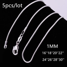 5pcs/lot Wholesale 925 Silver Lobster Clasp 1mm Snake Chain 16-30 Inch Necklace  - £10.29 GBP