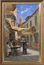 Italian Genre scene Snack on street in Venice 19th century Swedish master  - £388.08 GBP