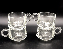 4 Vintage Hazel Atlas Orchard Depression Glass 6oz Clear Bead Handle - £12.78 GBP