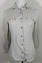 Harmony and Havoc Womens Top Small Button Down Beige Pockets Long Sleeve... - £4.67 GBP
