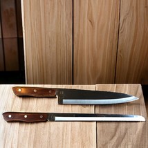Set of 2 MAXAMEDGE Knife - Chef, Serrated- Wood handle Japan Full Tang S... - £9.63 GBP