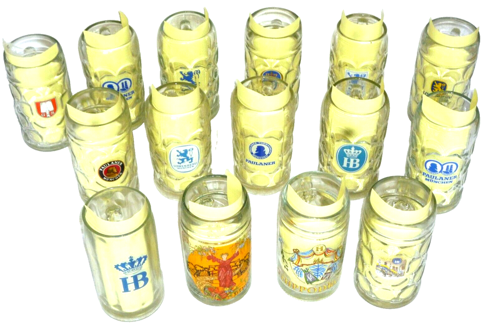 Spaten Hofbrau Lowenbrau Paulaner Oktoberfest Hippo Munich 1L Masskrug Beer Glas