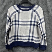 Aerie Shirt Top Womens Small Blue Plaid Pullover Stretchy Casual Sweatshirt - £17.91 GBP